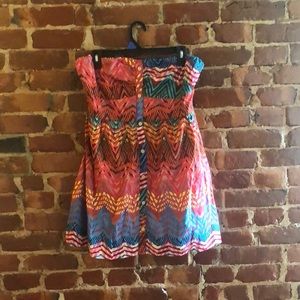 Bold print tube top dress